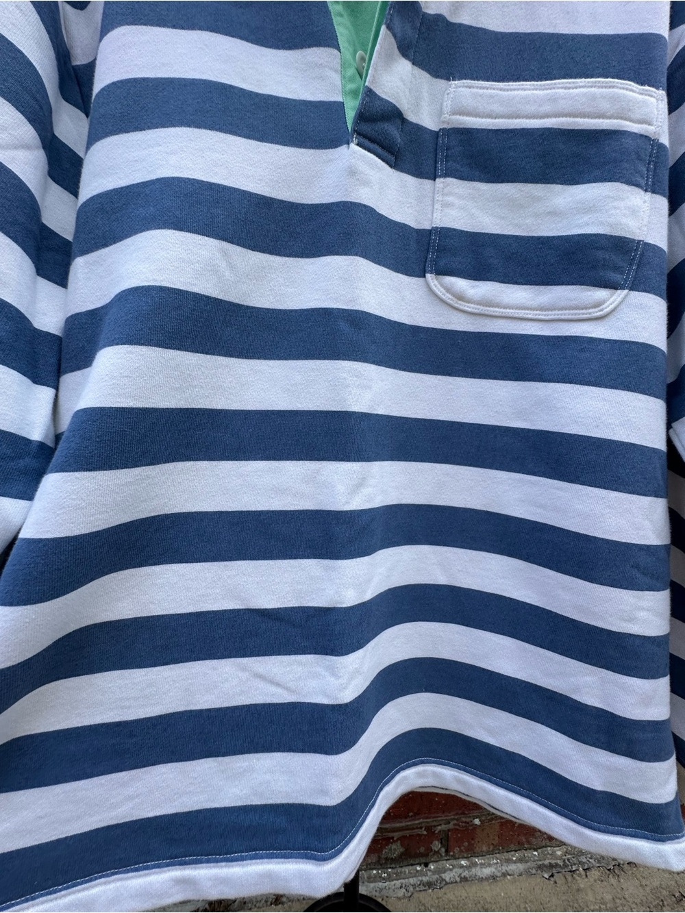 GAP Pullover 3/4 Button Rugby-Inspired Striped Sweatshirt Style Collar Classic - Picture 10 of 15